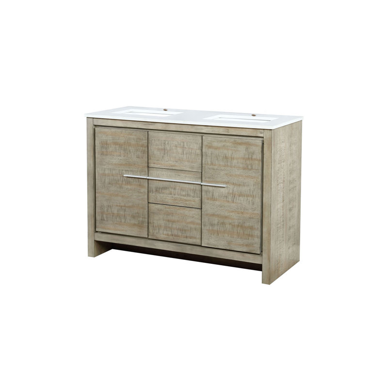 Meuble-lavabo double avec comptoir en quartz