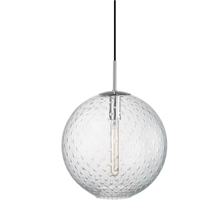 Rousseau 1 Light Pendant, 12.75" H X 11.25" W X 11.25" D, Clear, Aged Brass