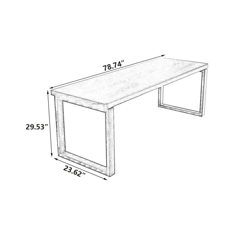 Bureau moderne et simple en bois massif, H 29,53 po x l 78,74 po x P 23,62 po