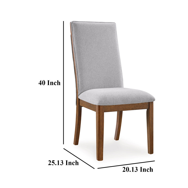 Ensemble de 2 chaises d'appoint de salle à manger Jeyn, bois franc massif, polyester gris clair