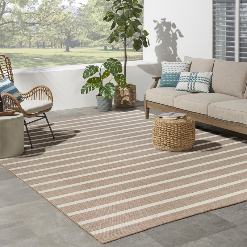 Tapis intérieur / extérieur rectangulaire Shaila, Jute / ivoire, Rectangle 8 pi x 10 pi