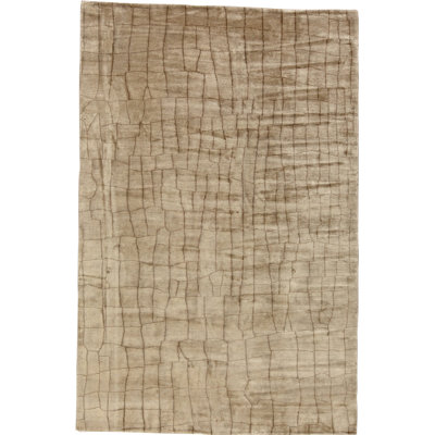 Modern One-of-a-Kind Rectangle 6' X 9' New Age Wool Area Rug in Beige