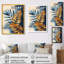 Or et feuilles de palmier bleues dans la jungle I - Plantes, décoration murale-345183891-345183919