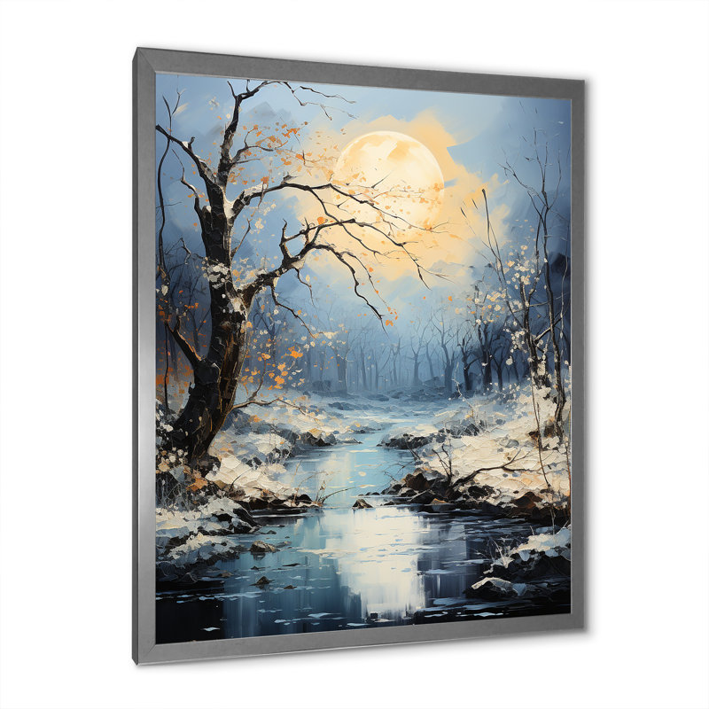 Moonlit Shadows In Winter II sur toile, Cadre photo argenté, H 32 po x l 24 po x P 1 po