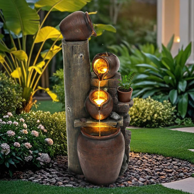 Outdoor Weather Resistant Floor Fountain with Lights