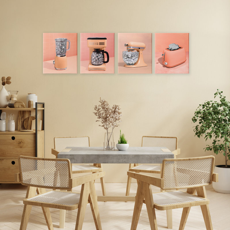 Ensemble de canevas Disco Drink Blender sur orange, par Lish Creative, 14 x 11