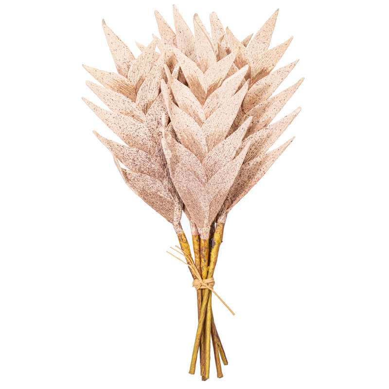Vickerman 15" Artificial Designer Tulip Palm Stem 6/Bag. Features a paper based palm., Light Brown