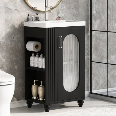 Meuble-lavabo de salle de bain avec lavabo, armoire de salle de bain avec tablette réglable