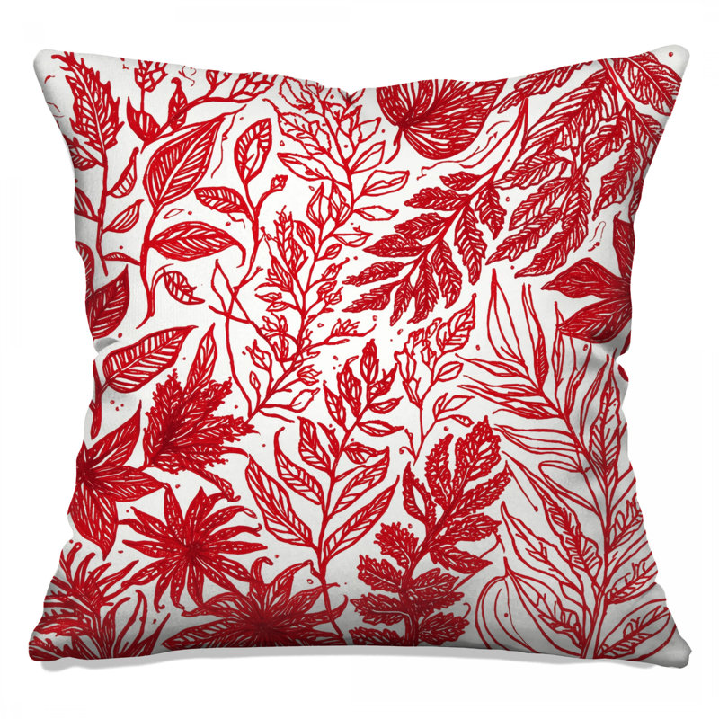 Red Botanical Illustrations Double Sided Throw Pillows, 16 x 16 inches