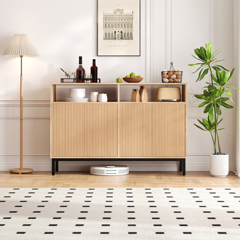 Sideboard Buffet Cabinet With 4 Doors and Adjustable Shelves 