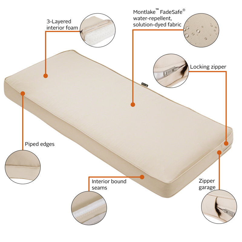 Ayvion Outdoor Bench Seat Cushion, Antique Beige, 42" W x 18" D