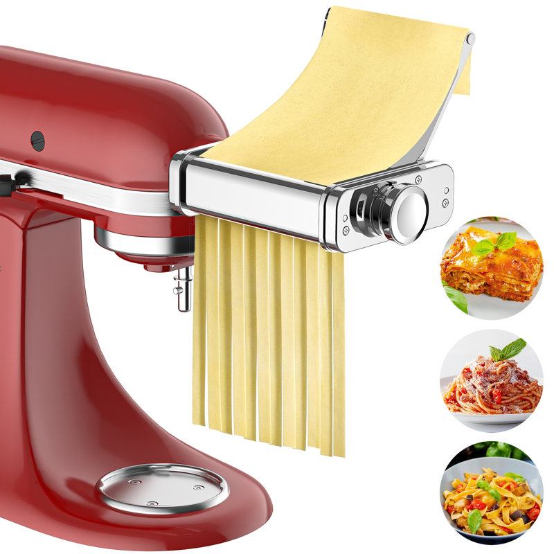 Accessoire de machine à pâtes en acier inoxydable 3 en 1 GVode pour batteur sur socle KitchenAid