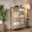Grande armoire d'appoint vintage en bois avec sept tiroirs et deux portes pour le rangement rustique