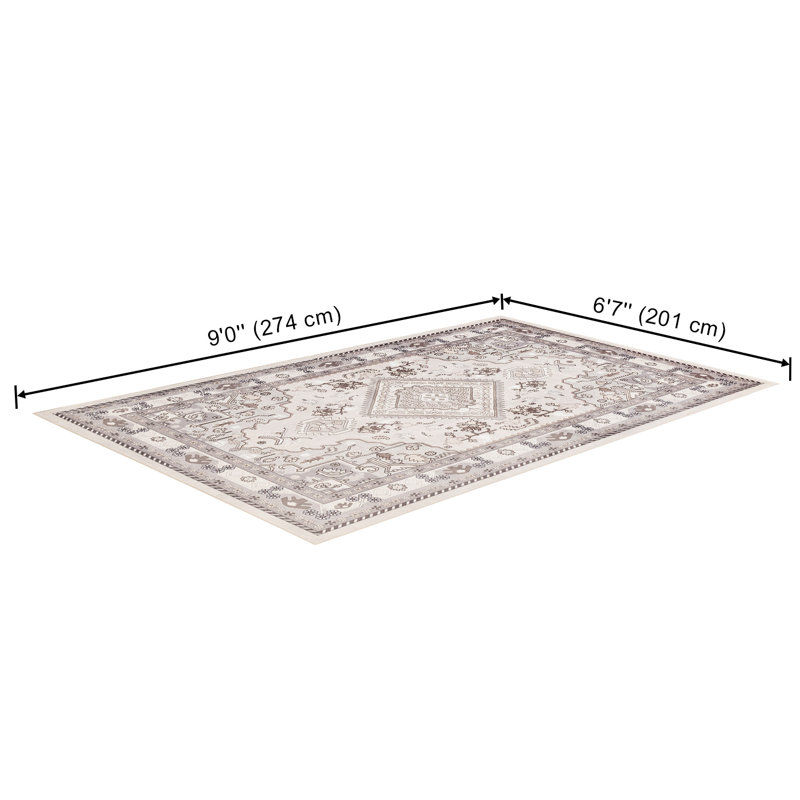 Tapis traditionnel beige et gris Orianna, 6'7" x 9'0"