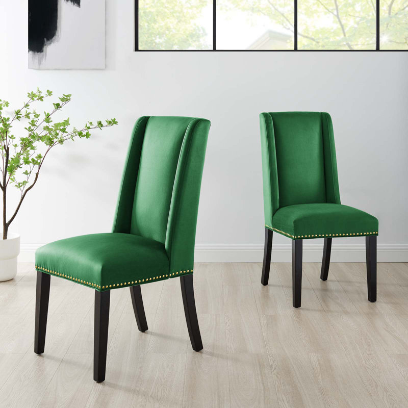 Ensemble de 2 chaises de salle à manger en velours Modway Baron Performance, Émeraude