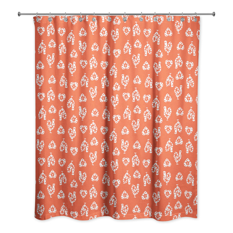Rideau de douche simple Ariel Rooster, Rouge