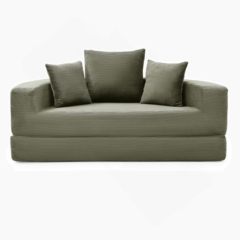 Boneless Convertible Sofa Couch Bed,Multi-Functional,Circular Bed,Adjustable Futon Sofa ,No Assembly Compressed Corduroy Floor Lounge Sofa For Apartment Office Bedroom Living Room