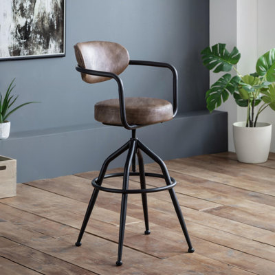 Boyden Swivel Upholstered and Faux Leather Bar Stool with Steel Frame