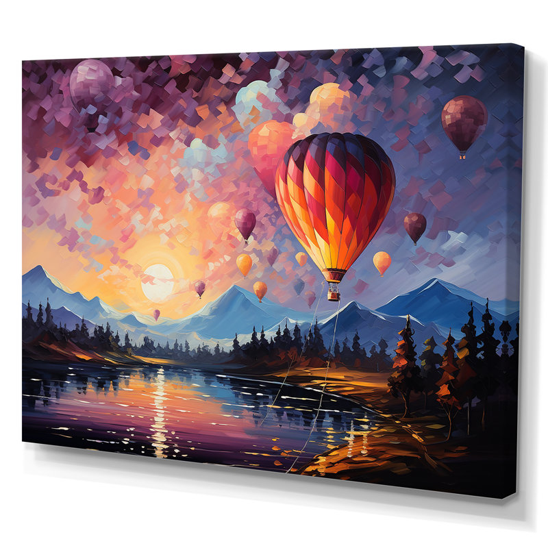 «Expressionist Balloon Flight» sur toile, H 16 po x l 32 po x P 1 po, Toile tendue