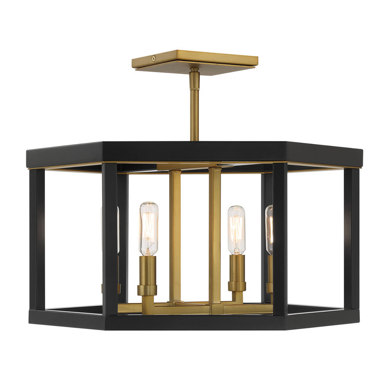 Mercer41 Union Estates Coal And Soft Brass Semi Flush