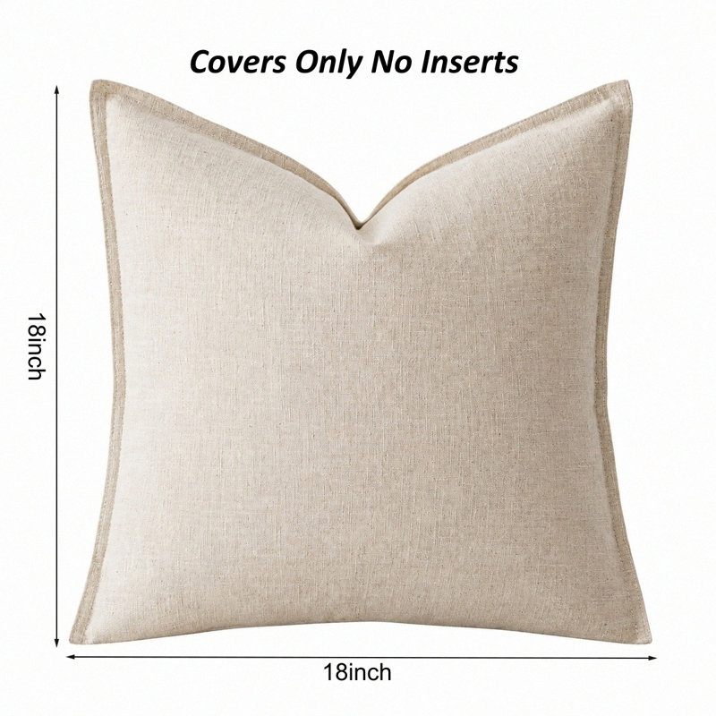 Housses de coussin décoratives en lin 18 x 18 pouces, Beige