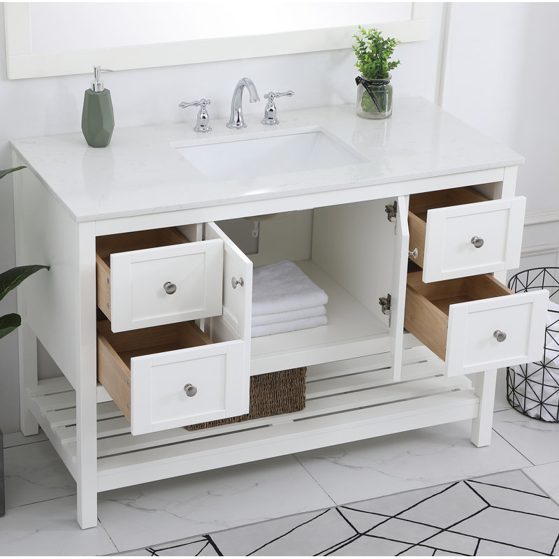 Krish 48'' Single Bathroom Vanity with Top, White