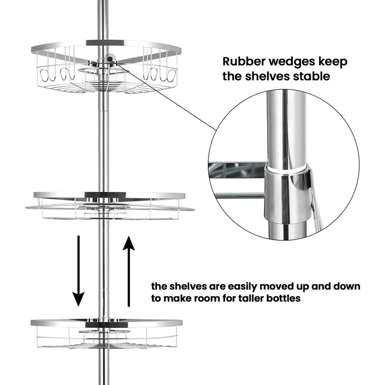 Corner Shower Caddy Tension Pole: Adjustable Stainless Steel