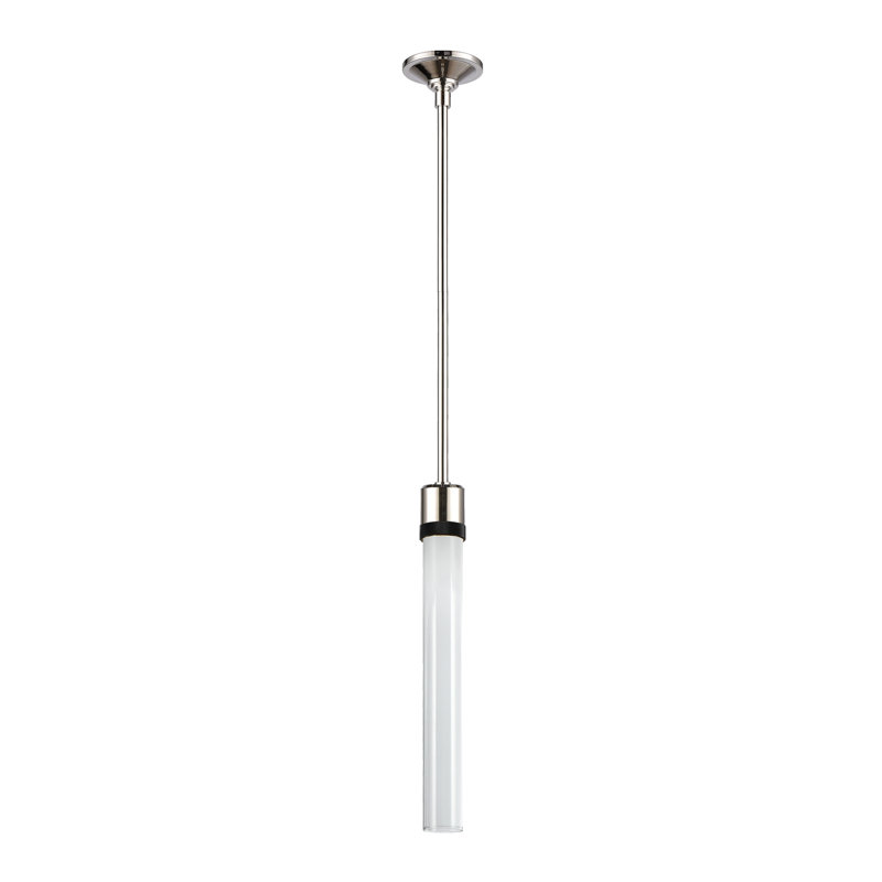 3" LED 3CCT Cylindrical Pendant Light, 12" Clear Glass And Matte White With Aged Brass Finish, 71.13" H x 2.75" W x 2.75" D