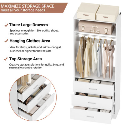  Bahari Freestanding 96" Closet System With 12 Wood Drawers