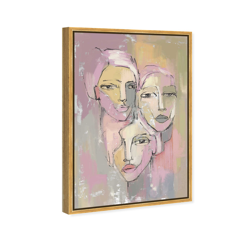 Three Beauties Canvas Abstract Print by Oliver Gal, Black Frame, 10 x 15, 16"H x 11"W, Gold Frame