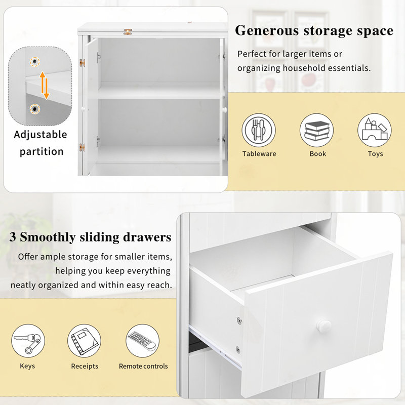 Innovative Space-Saving Sideboard Convertible to Dining Table, White