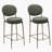 29'' H Seat Height Upholstered Bar Stools Set Of 2 Faux Leather Counter Dining Stool With Golden Legs Modern Round Kitchen Chairs (Green)-690943885