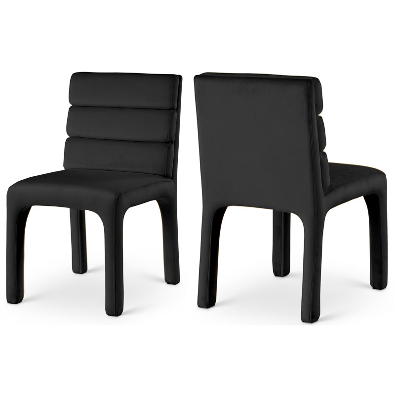 Kai Tufted Velvet Side Chair, Black Velvet
