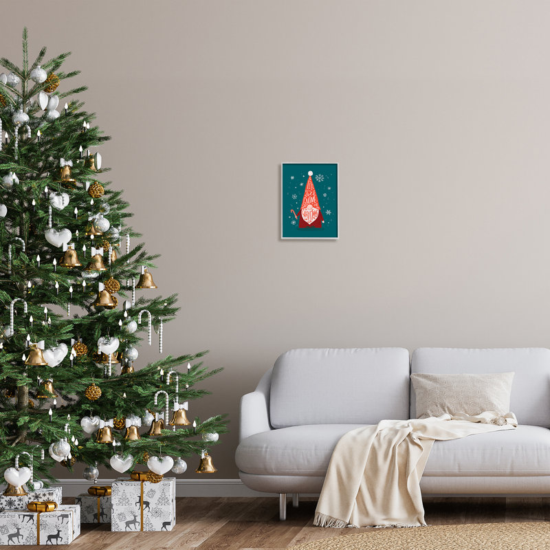 «Gnome for Christmas Holiday» par Loni Harris - Art textuel, H 14 po x l 11 po, Estampe numérique Farmhouse