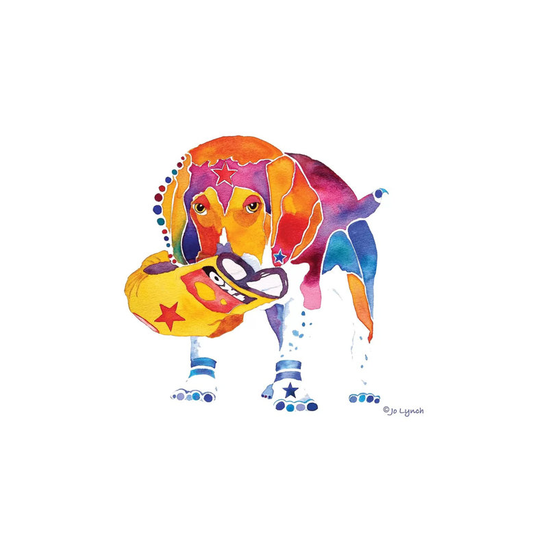 Beagle With Toy by Jo Lynch - Wrapped Canvas Gallery-Wrapped Canvas Giclée, 20.32cm H x 30.48cm W
