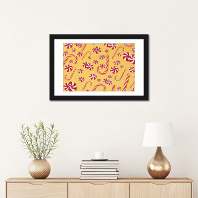 Motif de canne de bonbon - reproduction d'art mural - papier d'art encadré