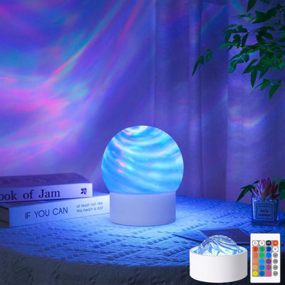 2 en 1 projecteur de vagues océaniques Northern Aurora veilleuse 3D effet ondulation dynamique holographique ondulation de l'eau romantique éclairage ambiant éclairage d'ambiance pour la chambre à coucher câblé