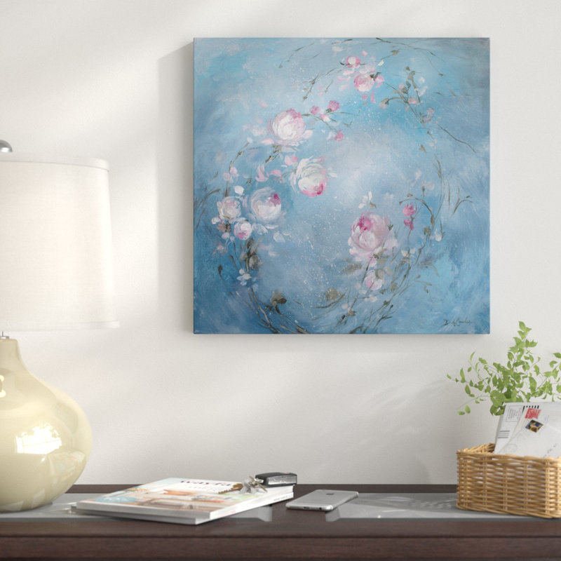 Moonlight rose, reproduction d’art sur toile tendue, H 18 po x l 18 po x P 1,5 po, Toile avec cadre noir, Pas de tapis