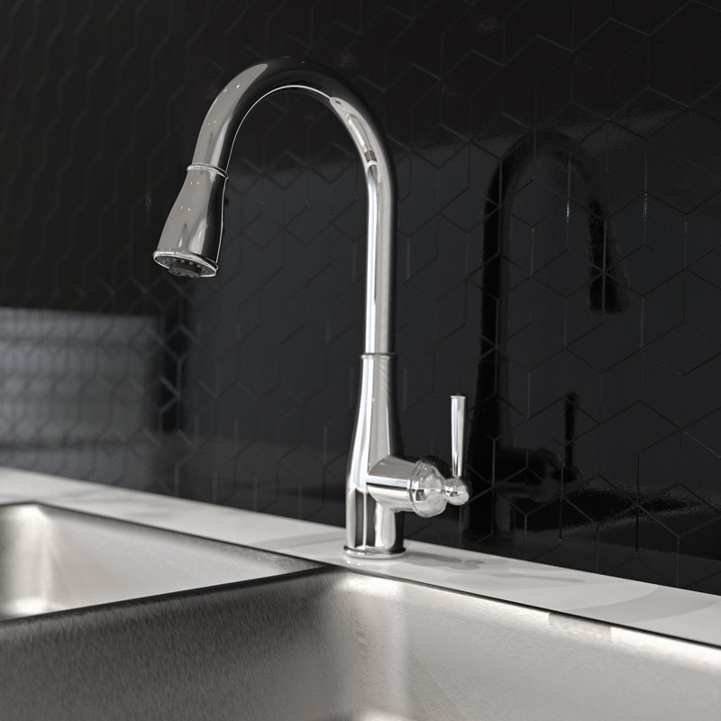 Keeney Belanger Pull Down Kitchen Faucet, Polished Chrome