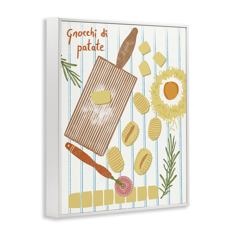  Gnocchi & Patate Meal Giclee Art par Jo Reid, H 14 po x l 11 po, Estampe numérique encadrée blanc bord de mer