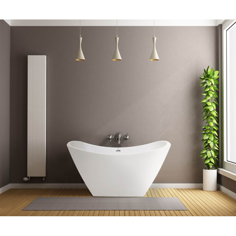 Denali 70'' L Soaking Bathtub, Glossy White, Matte Black