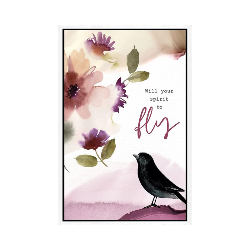 Will Your Spirit to Fly 1 Piece Wall Art on Canvas, 66.04cm H x 45.72cm W x 3.81cm D, White Floater Framed
