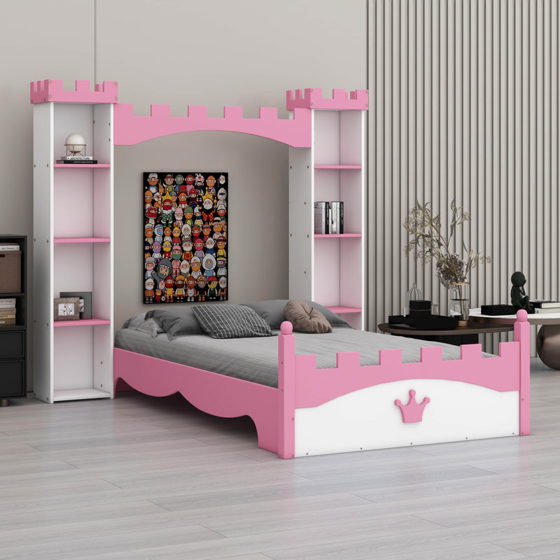 Dreamy Twin Size Wooden Platform Bed – Storage Shelf Included | Fits Toddlers, Kids (Boys/Girls) & Adults (Ideal For Kids’ Bedroom)