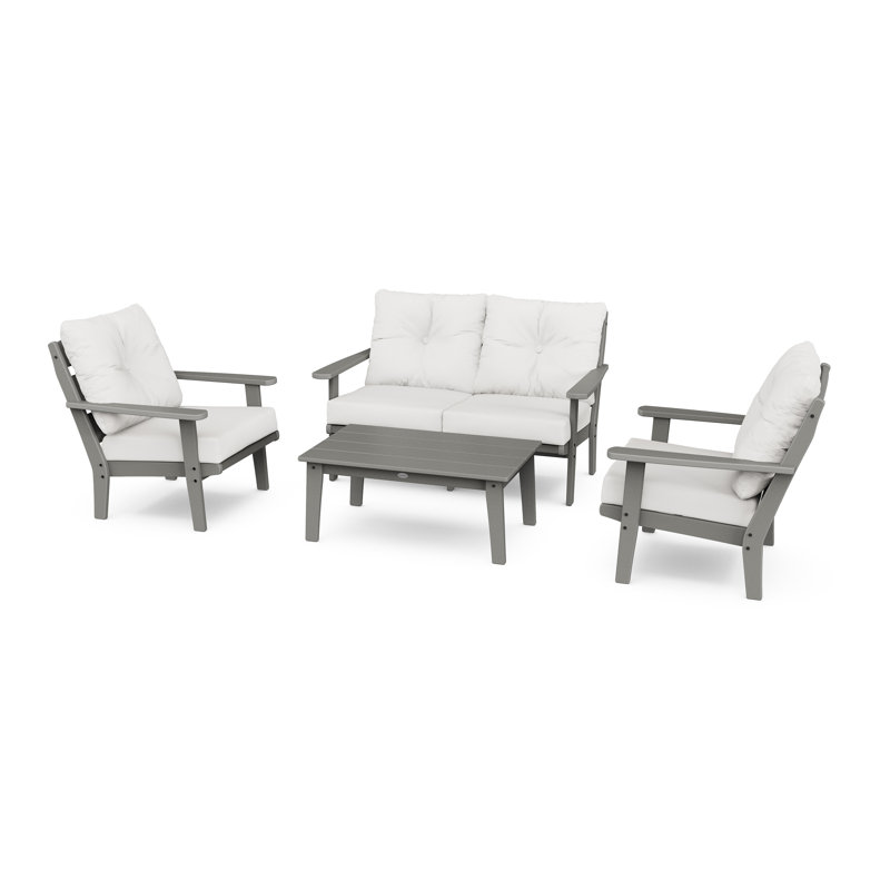 Lakeside 4-Piece Deep Seating Set, Natural Linen, Slate Gray