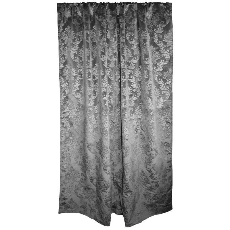 Velvet Damask Curtain Panel, 54" W x 96" L, Silver