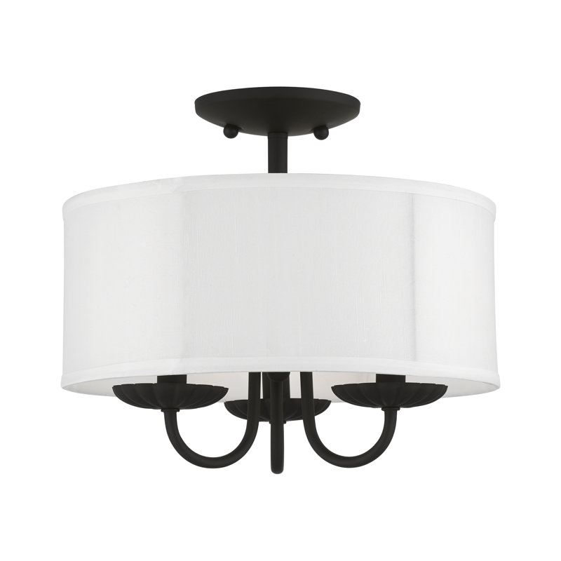 Brookdale Black Brass 3-Light Transitional Semi-Flush Drum Light