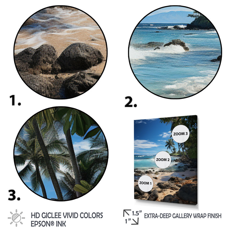 Photo de plage, paradis tropical VI - Nautique et plage, art mural sur toile, H 20 po x l 12 po x P 1 po