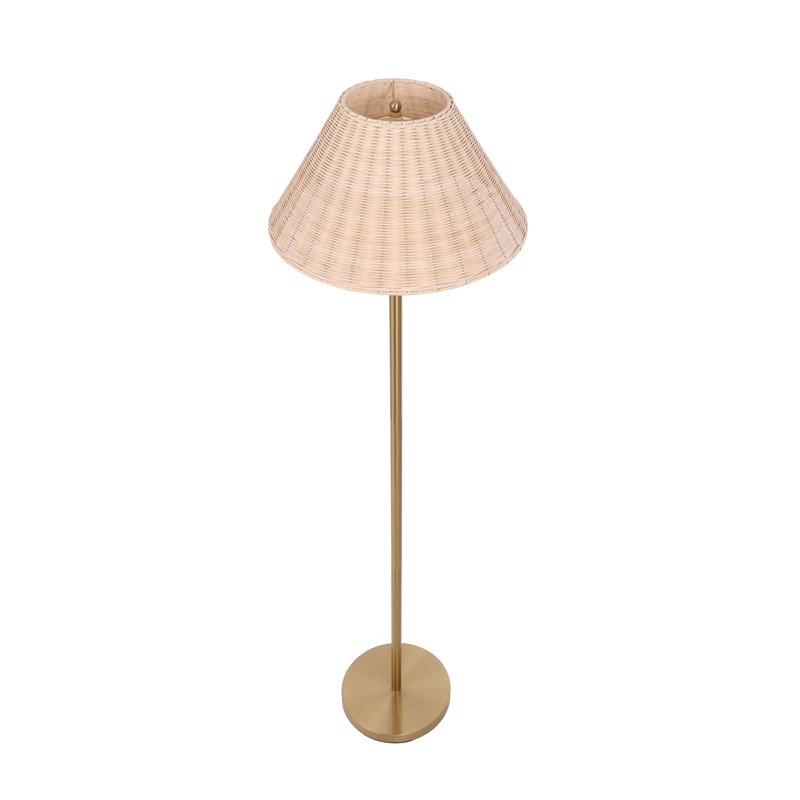 Bali 61” Boho Metal Floor Lamp with Rattan Shade for Living rooms, Bedrooms, Reading areas, and Home offices