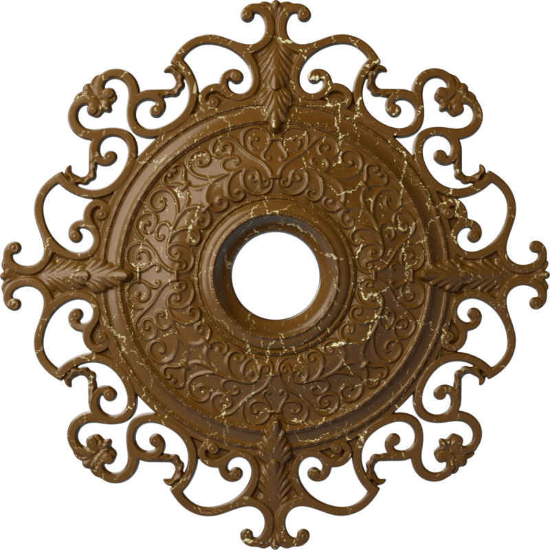 Médaillon de plafond Endurathane Orléans, P 38 3/8 po x P 6 5/8 po x P 2 7/8 po (convient aux auvents jusqu'à 8 1/4 po), finition craquelée topaze fumée peinte à la main