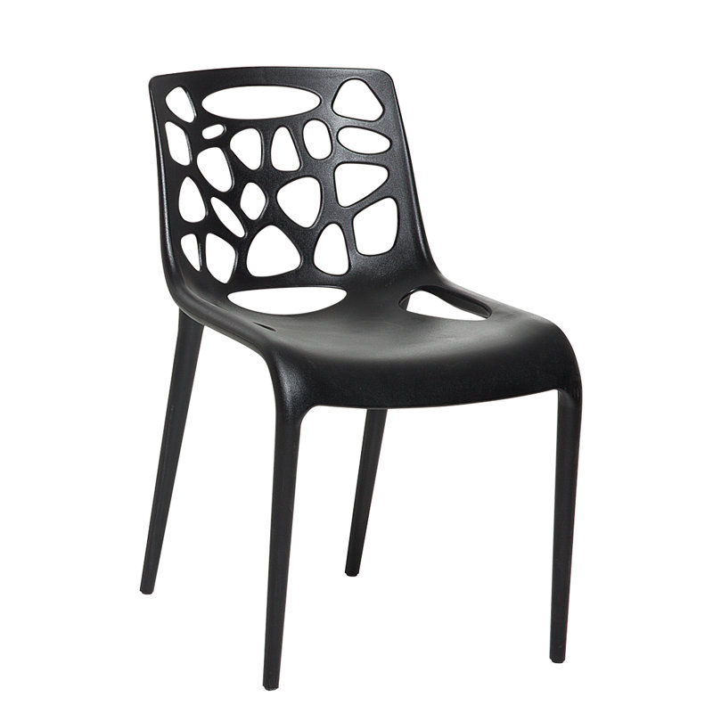 Stacking Patio Dining Side Chair, Black